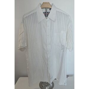 ENGLISH LAUNDRY Men's 3XL White Black Polka‎ Dots Short Sleeve Shirt -385